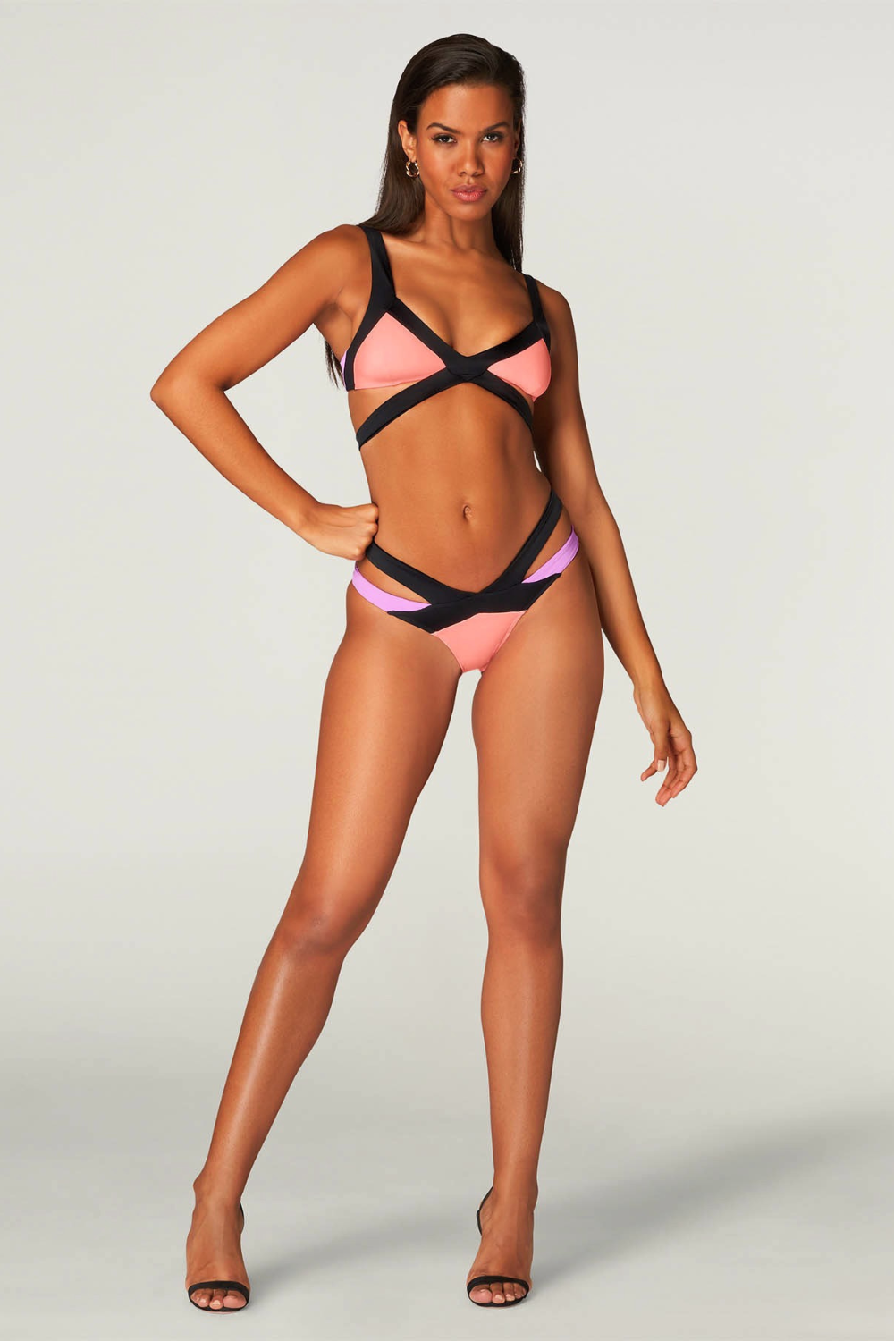 Agent Provocateur Mazzy Bikini Top Black/Coral/Neon Lilac