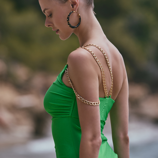 Marjolaine Ambre Green Short Draped Beach Dress | French Swimwear