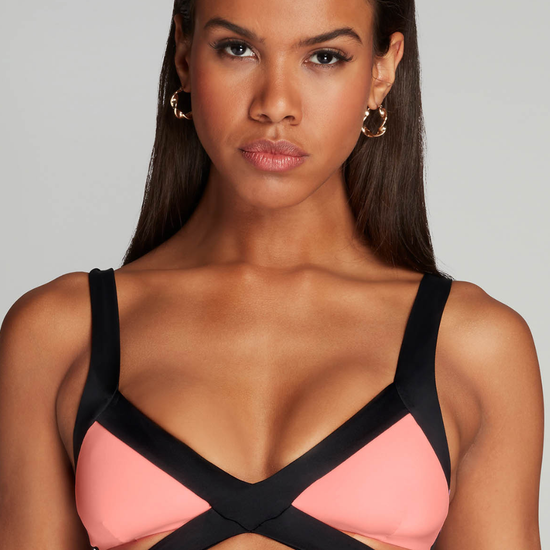 Agent Provocateur Mazzy Bikini Top Black/Coral/Neon Lilac