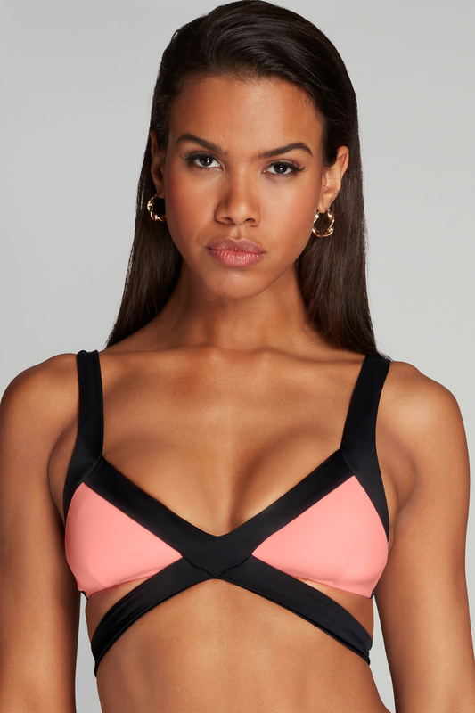 Agent Provocateur Mazzy Bikini Top Black/Coral/Neon Lilac