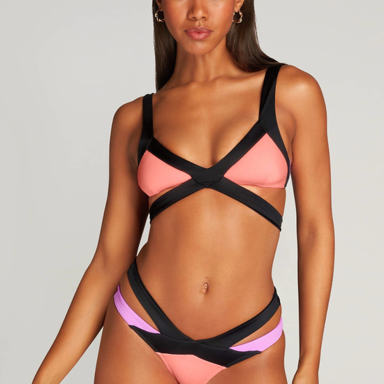 Agent Provocateur Mazzy Bikini Top Black/Coral/Neon Lilac