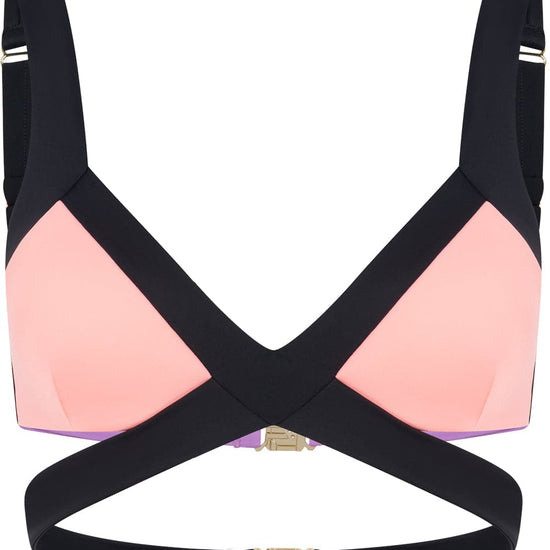 Agent Provocateur Mazzy Bikini Top Black/Coral/Neon Lilac