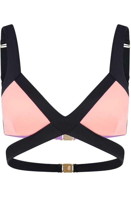 Agent Provocateur Mazzy Bikini Top Black/Coral/Neon Lilac