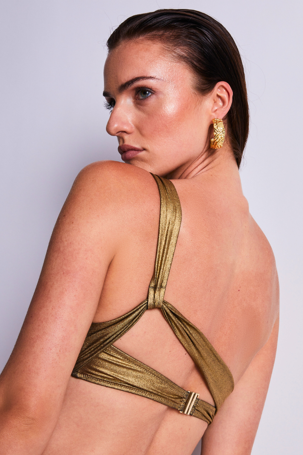 Aubade Sunlight Glow One Shoulder Bikini Top Antique Gold