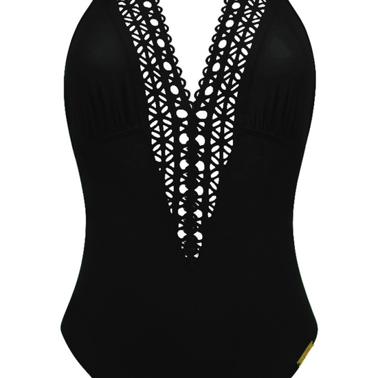 Lise Charmel Ajourage Couture Plunge Halter Swimsuit Black