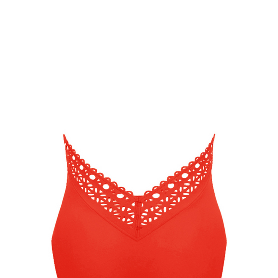 Lise Charmel Ajourage Couture Plunging Back Halter Swimsuit Orange