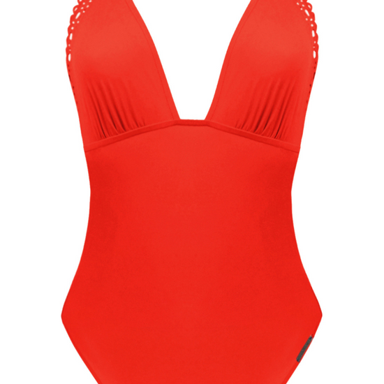 Lise Charmel Ajourage Couture Plunging Back Halter Swimsuit Orange