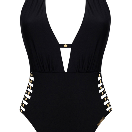 Lise Charmel Eclat Rock Halter Swimsuit Black