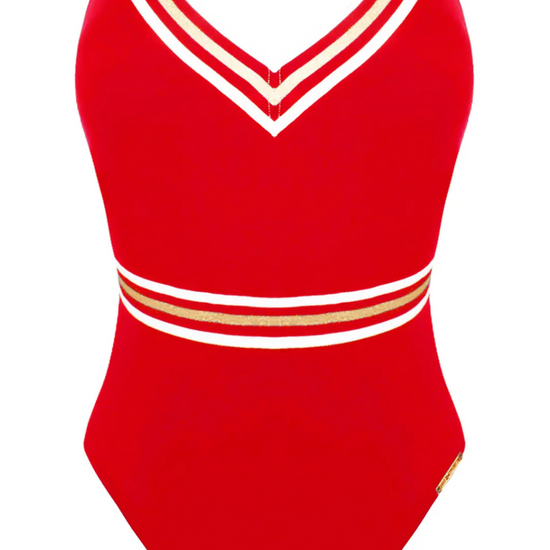 Lise Charmel Red Crossed Back Swimsuit Energie Nautique