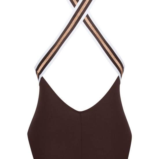 Lise Charmel Brown Crossed Back Swimsuit Energie Nautique