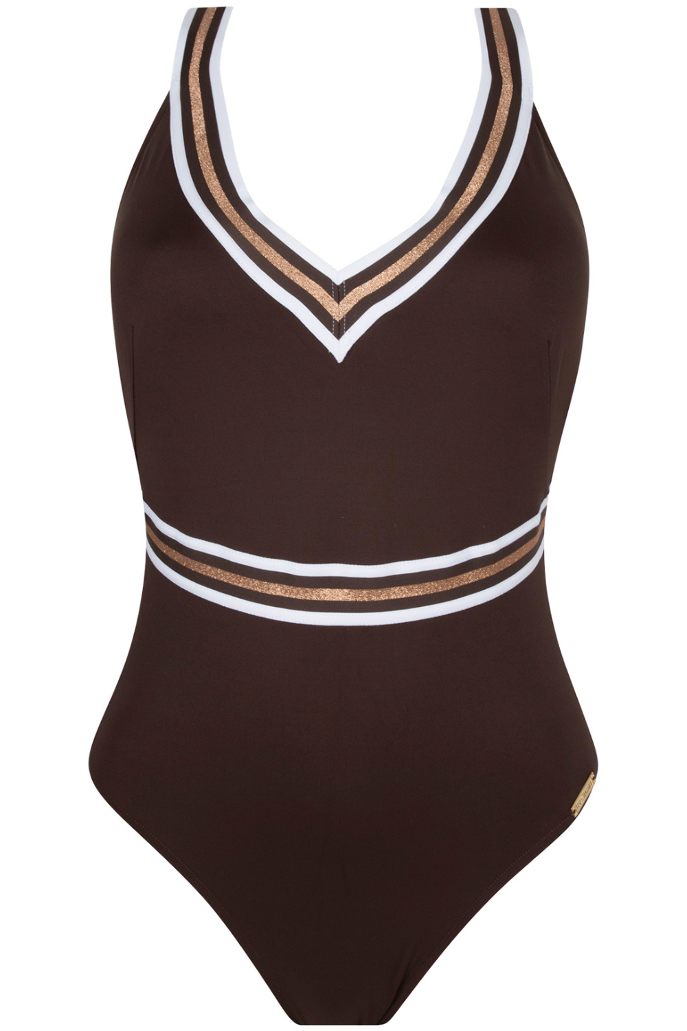 Lise Charmel Brown Crossed Back Swimsuit Energie Nautique