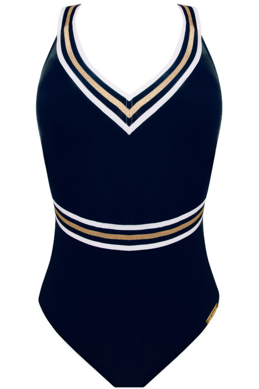Lise Charmel Navy Crossed Back Swimsuit Energie Nautique