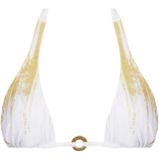 Lise Charmel Feuille D'or Triangle Bikini Top Or Sur Blanc