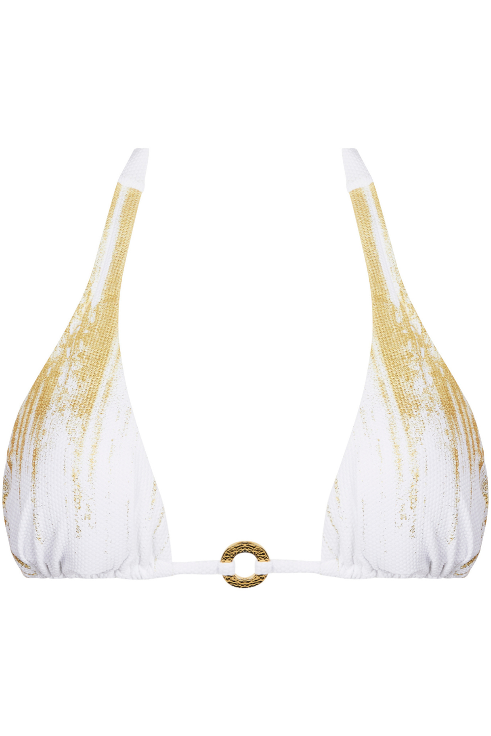 Lise Charmel Feuille D'or Triangle Bikini Top Or Sur Blanc