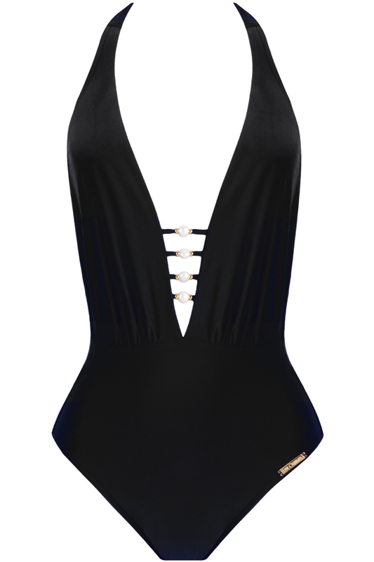 Lise Charmel Perles Nacrées Halterneck Swimsuit Black