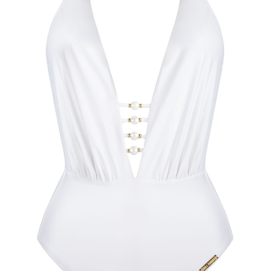 Lise Charmel Perles Nacrées Halterneck Swimsuit White