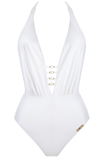 Lise Charmel Perles Nacrées Halterneck Swimsuit White