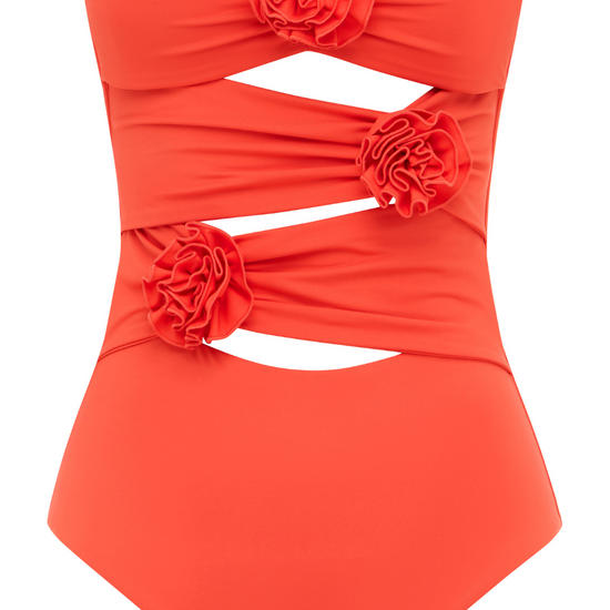 Sea Level Casa Del Mar Flower Bandeau Swimsuit Flame