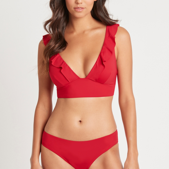 Sea Level Eco Essentials Frill Bikini Top Red