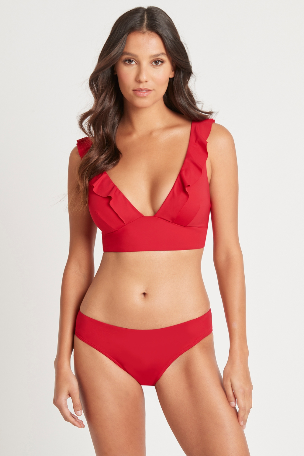 Sea Level Eco Essentials Frill Bikini Top Red