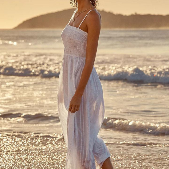 Sea Level Heatwave Long Bandeau Dress White