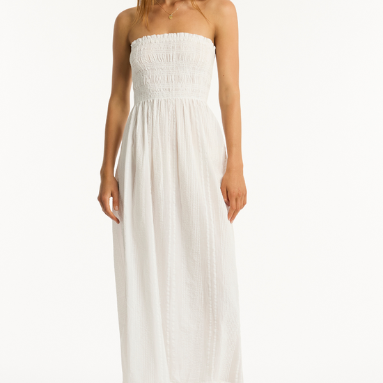 Sea Level Heatwave Long Bandeau Dress White