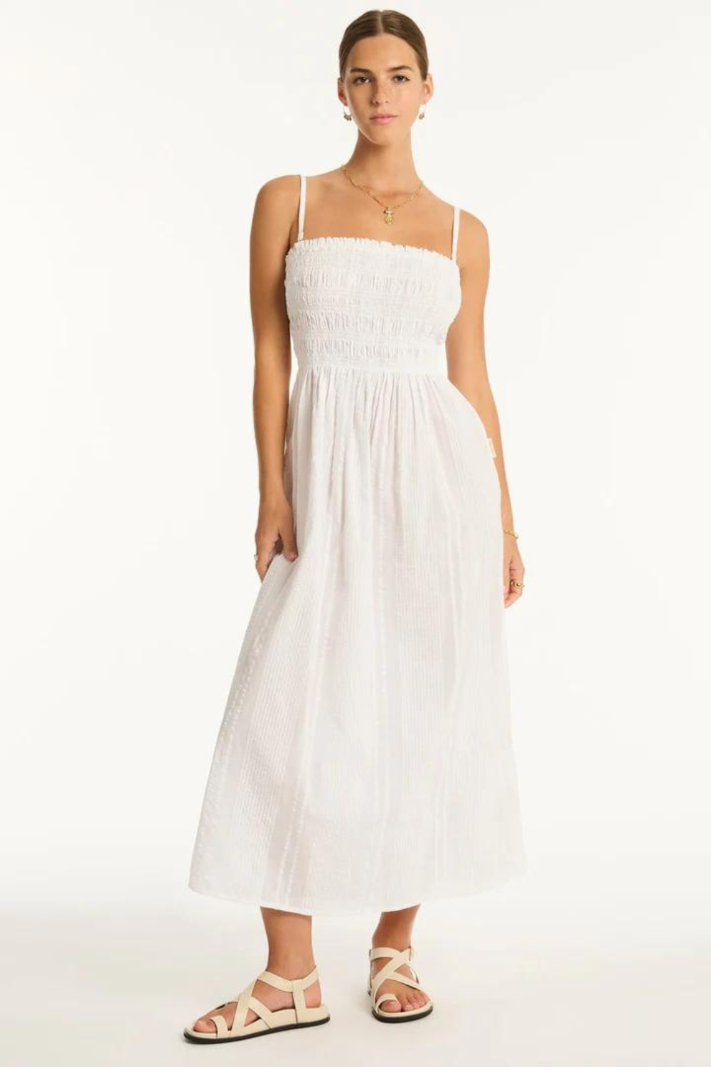 Sea Level Heatwave Long Bandeau Dress White