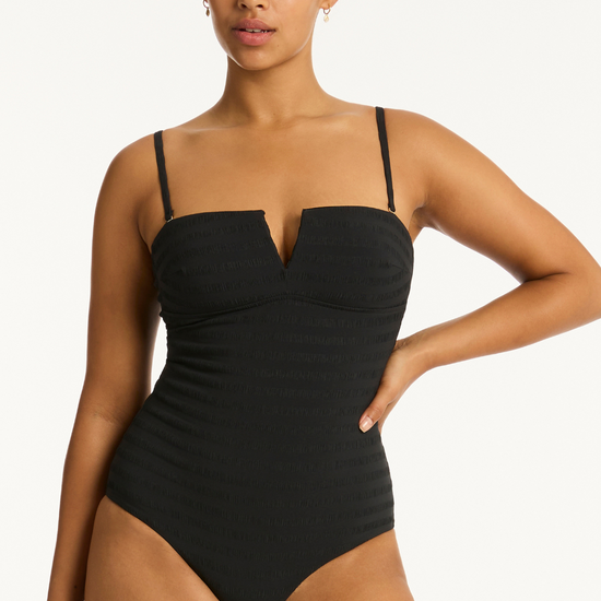 Sea Level Palisades V Bandeau Swimsuit Black