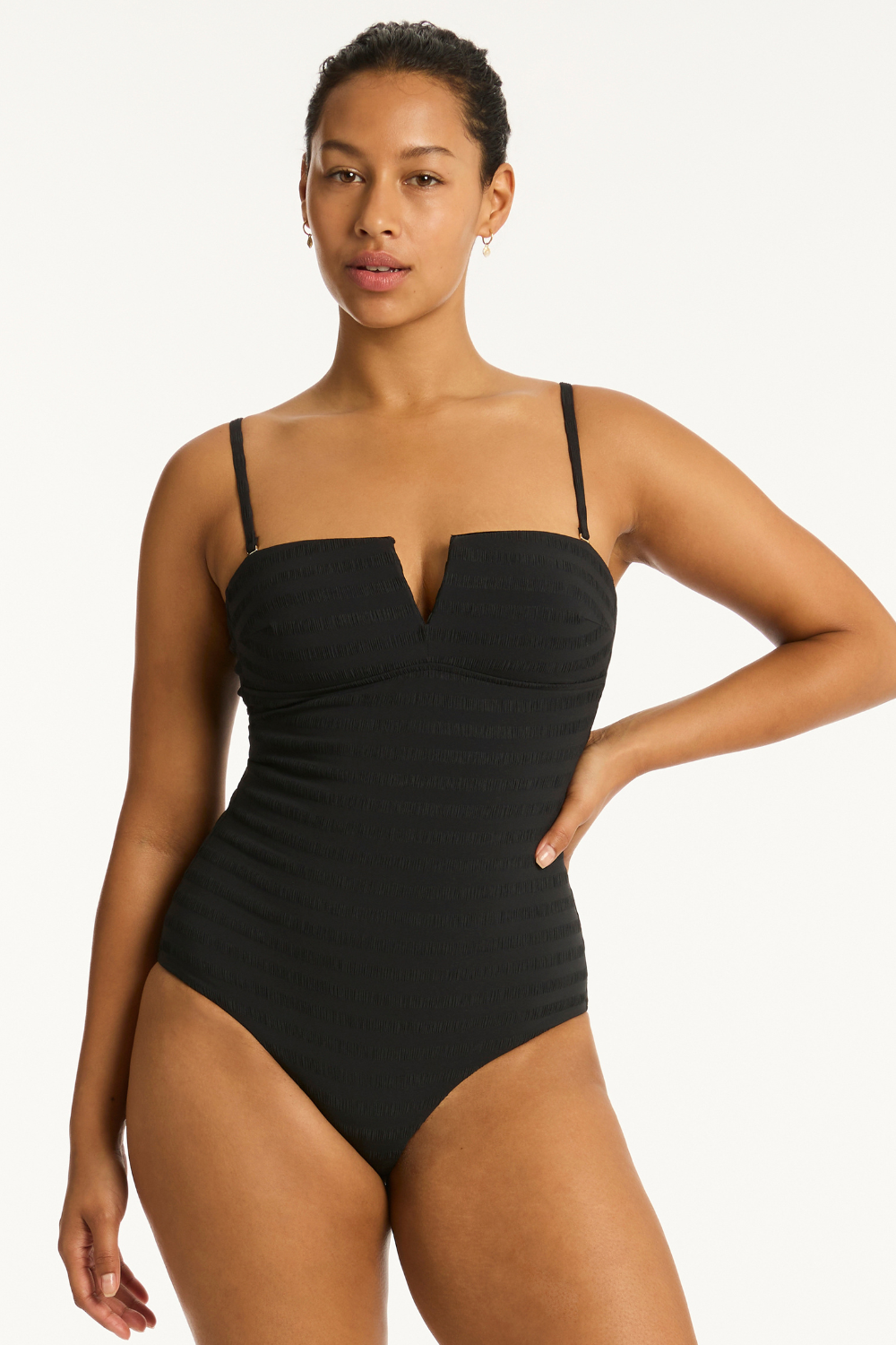 Sea Level Palisades V Bandeau Swimsuit Black