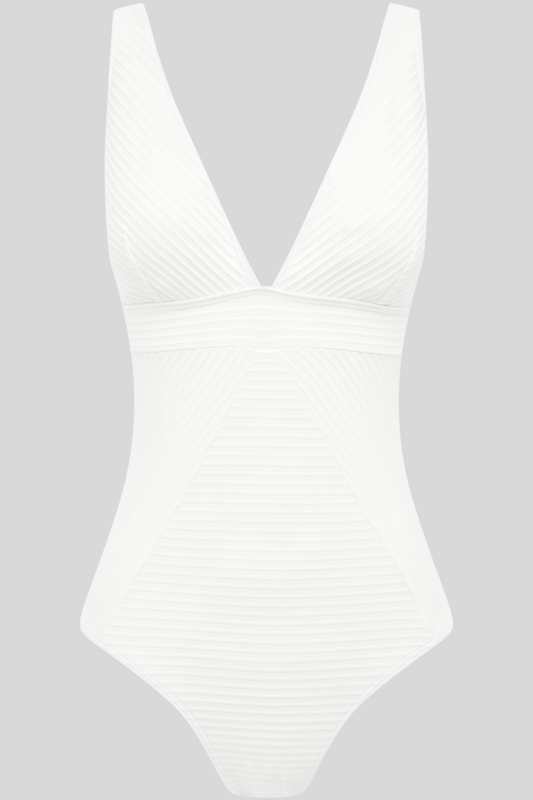 Sea Level Spinnaker Panel Line Swimsuit White