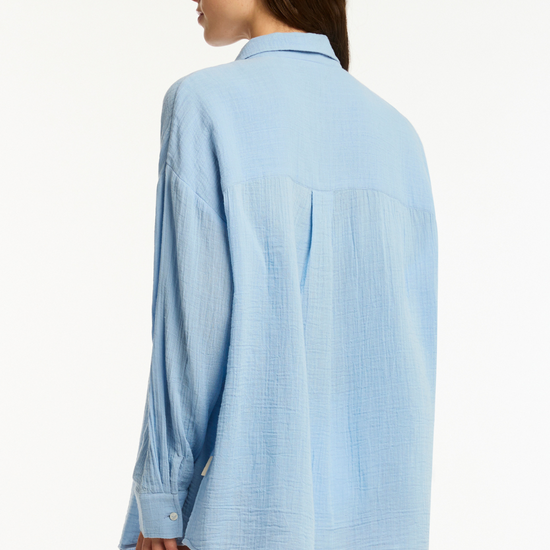Sea Level Sunset Cover Up Shirt Cornflower Blue