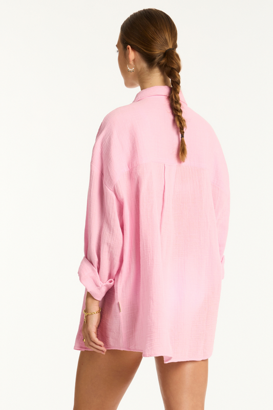 Sea Level Sunset Cover Up Shirt Pink