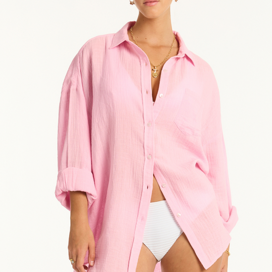 Sea Level Sunset Cover Up Shirt Pink