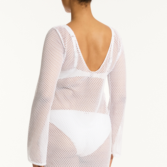 Sea Level Surf Mesh Cover Up Dress White