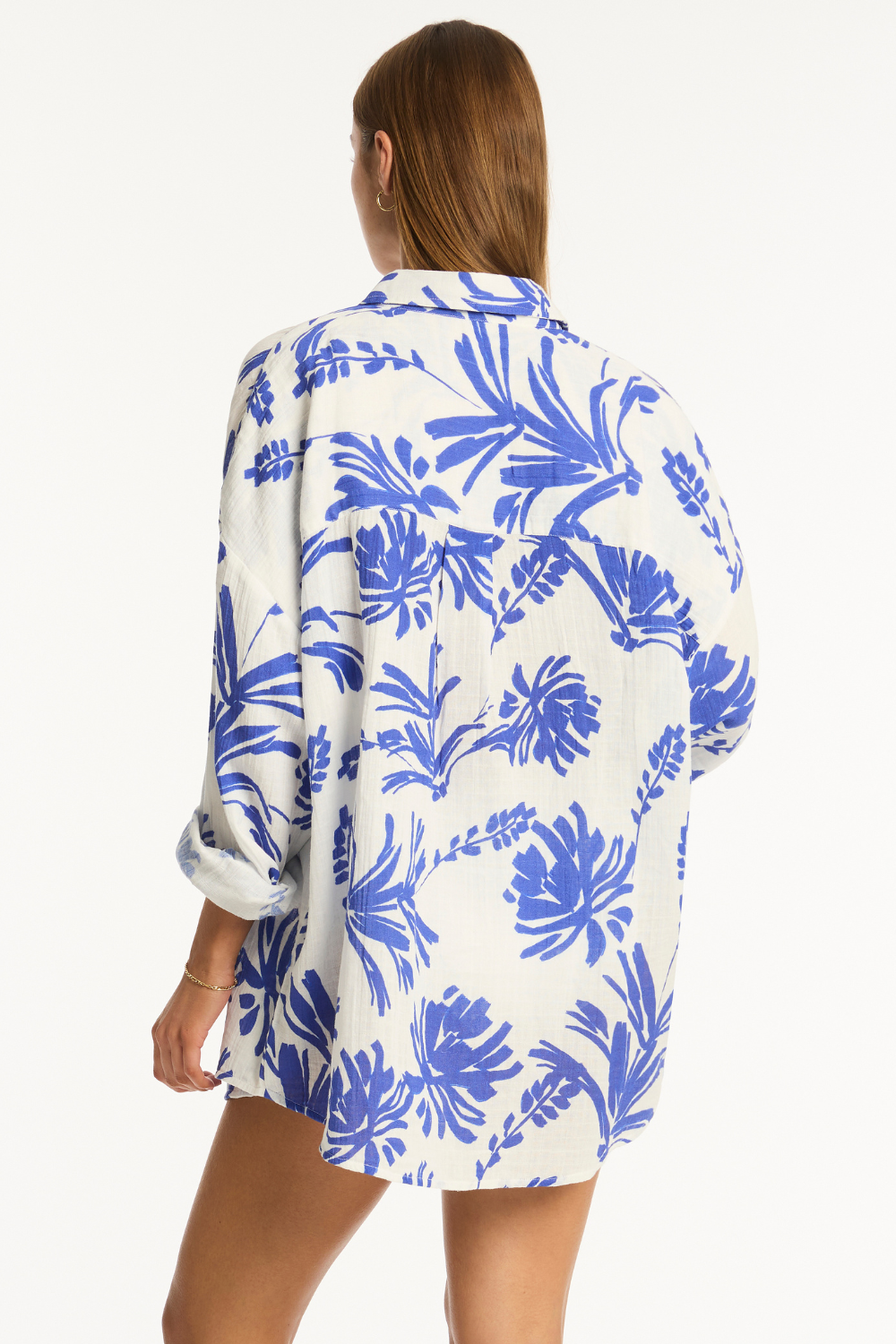 Sea Level Tradewind Cover Up Shirt Cobalt