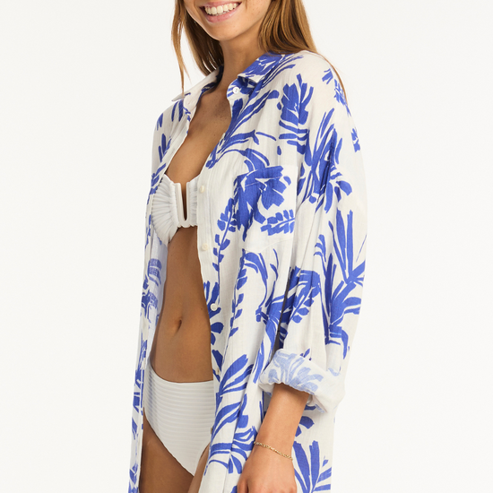 Sea Level Tradewind Cover Up Shirt Cobalt