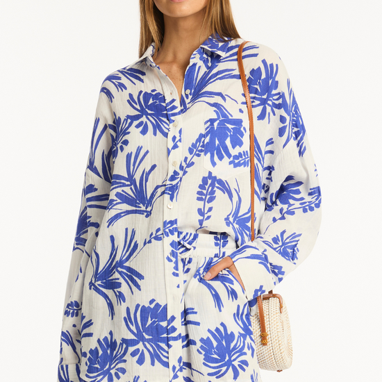 Sea Level Tradewind Cover Up Shirt Cobalt